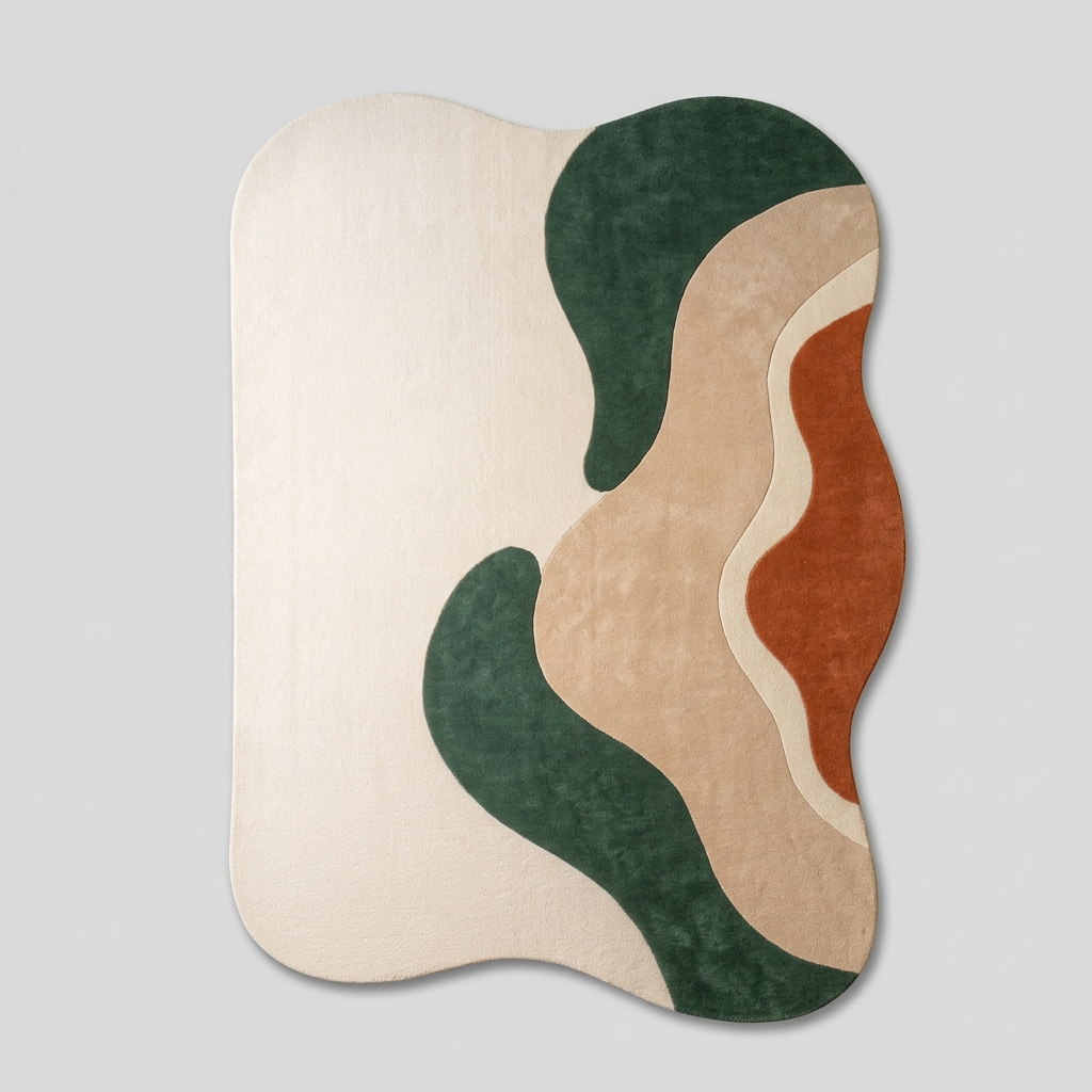 Ivory Contemporary Artistic Wavy Area Rug