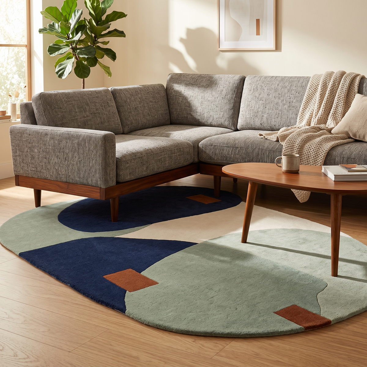 Modern Organic Abstract Irregular Shape Rug