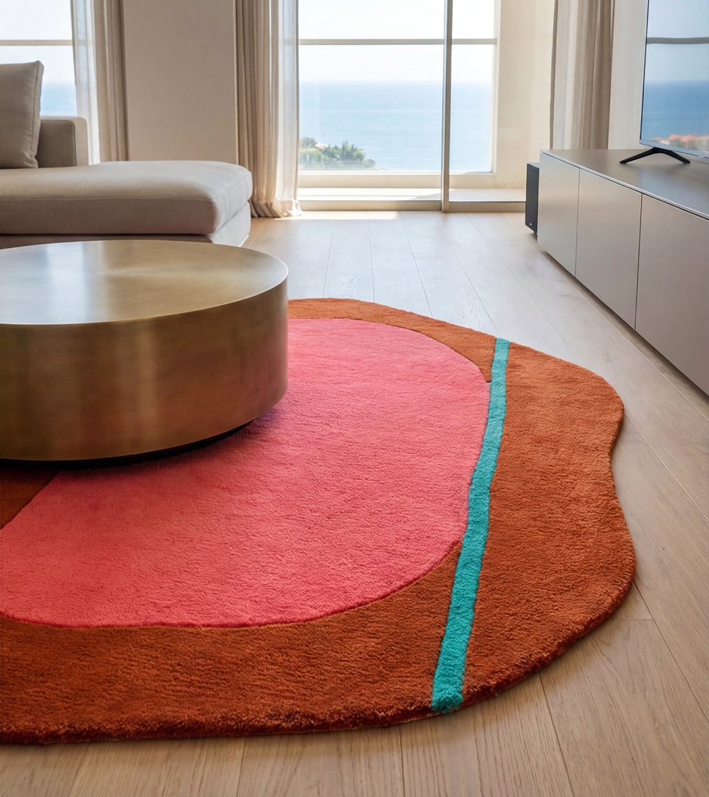 Terracotta Curvature Hand Tufted Rug