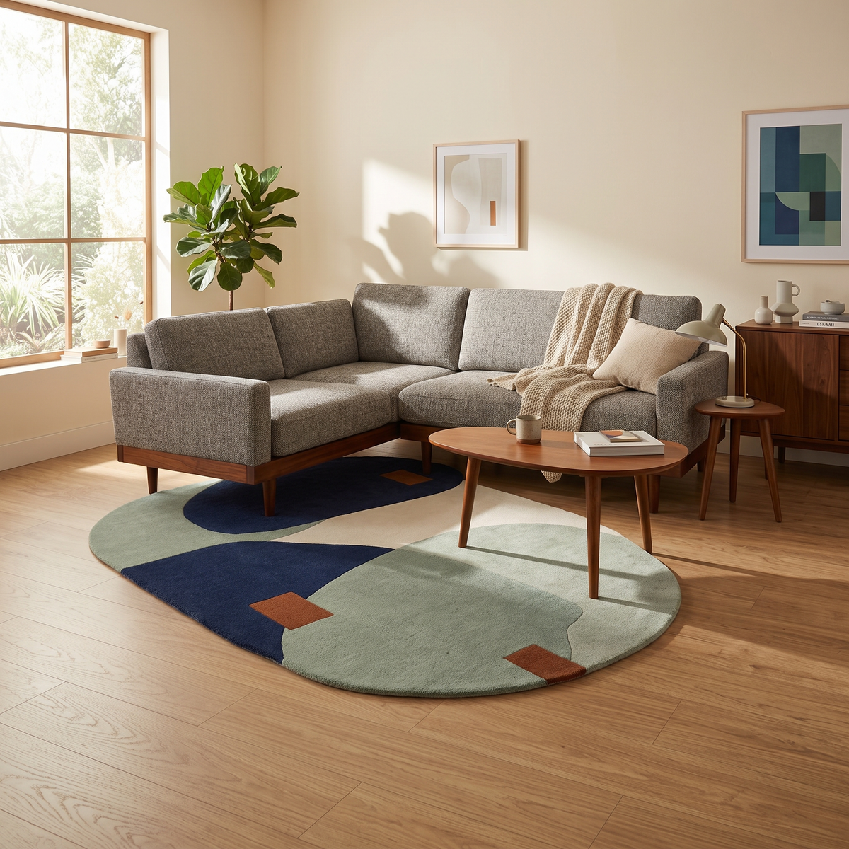 Modern Organic Abstract Irregular Shape Rug