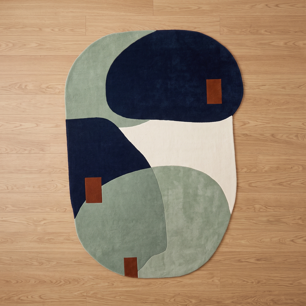 Modern Organic Abstract Irregular Shape Rug