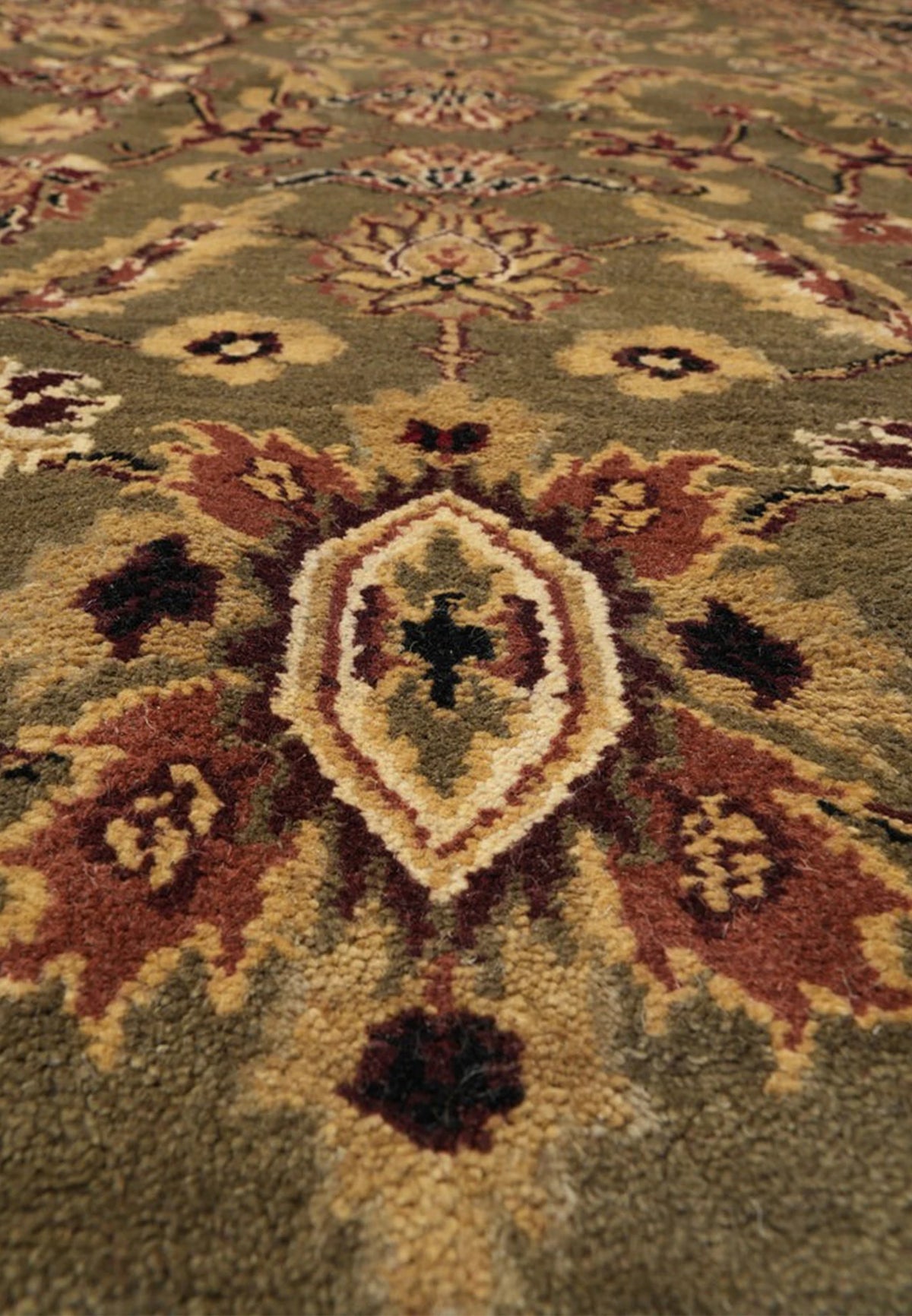 Sultanabad Heritage Moss Olive Hand-Knotted Wool Rug