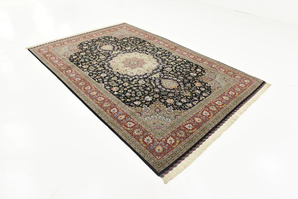 The Obsidian Sovereign Antique Noir Arabesque Medallion Area Rug