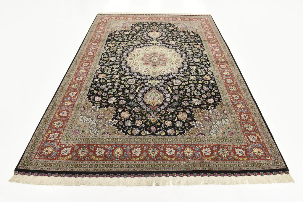The Obsidian Sovereign Antique Noir Arabesque Medallion Area Rug