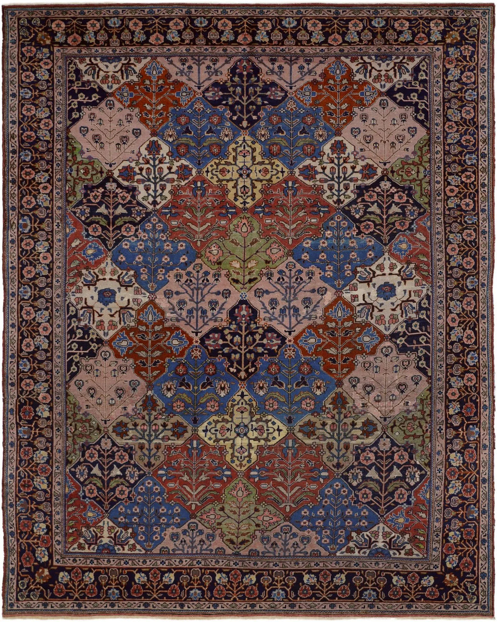 Vintage Bakhtiari Garden Lattice Wool Rug