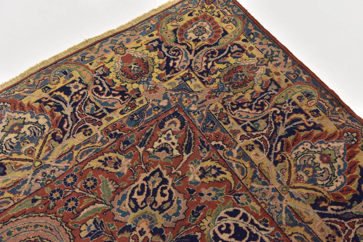 Hand-Knotted Royal Paisley Rust Wool Carpet