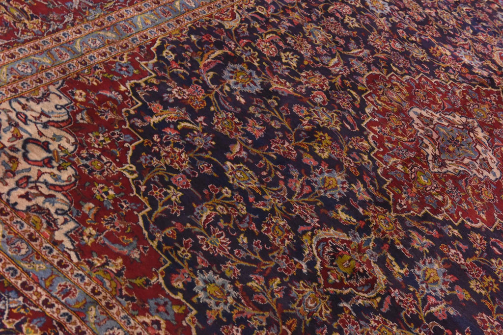 Hand-Knotted Regal Sapphire Field Royal Medallion Luxury Wool Rug
