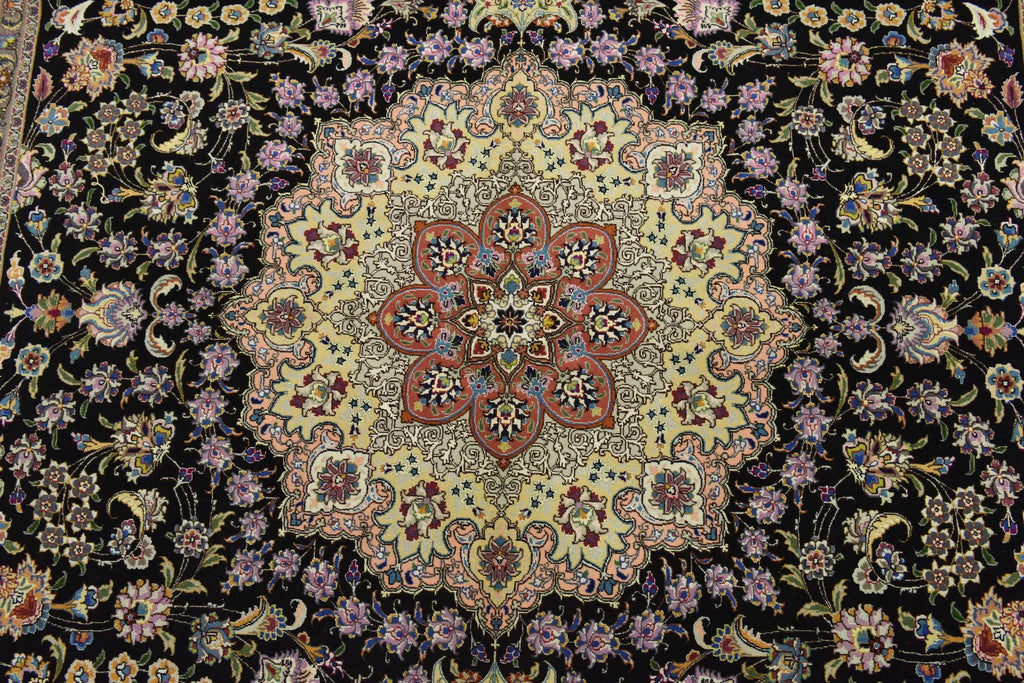 The Obsidian Sovereign Antique Noir Arabesque Medallion Area Rug
