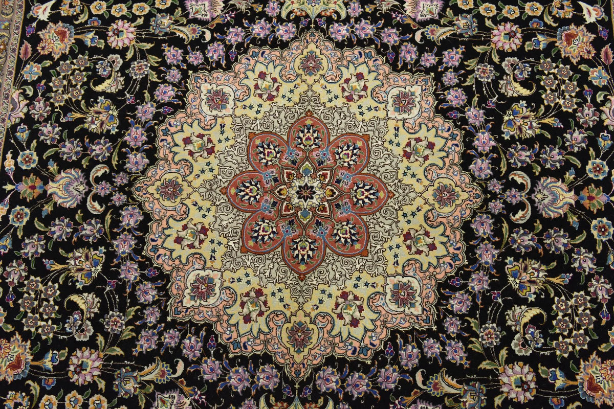 The Obsidian Sovereign Antique Noir Arabesque Medallion Area Rug