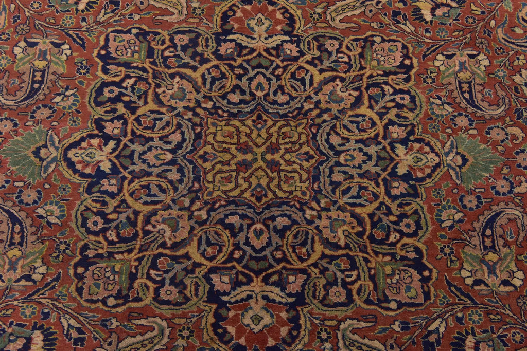 Hand-Knotted Royal Paisley Rust Wool Carpet