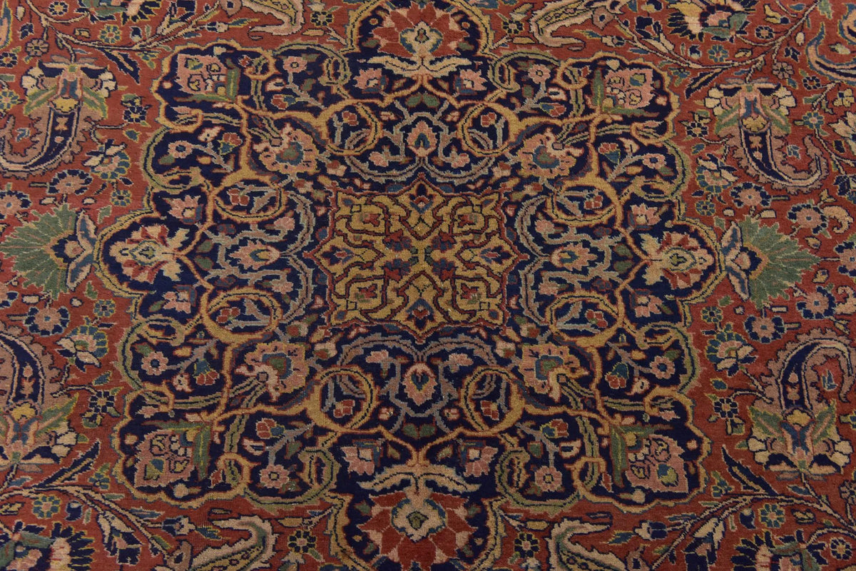 Hand-Knotted Royal Paisley Rust Wool Carpet