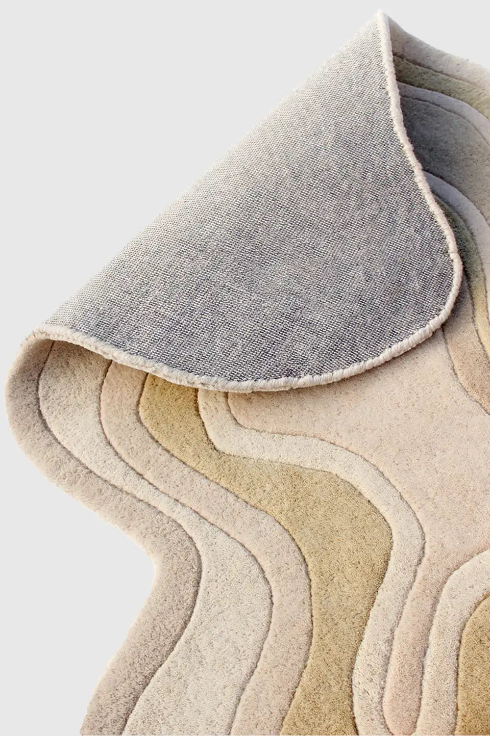 Irregular Neutral Beige Hand Tufted Wool Carpet
