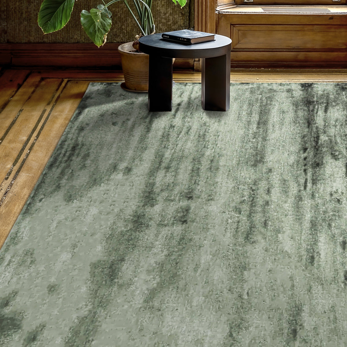 Elysian Sage Velvet-Touch High Sheen Viscose Silk Carpet