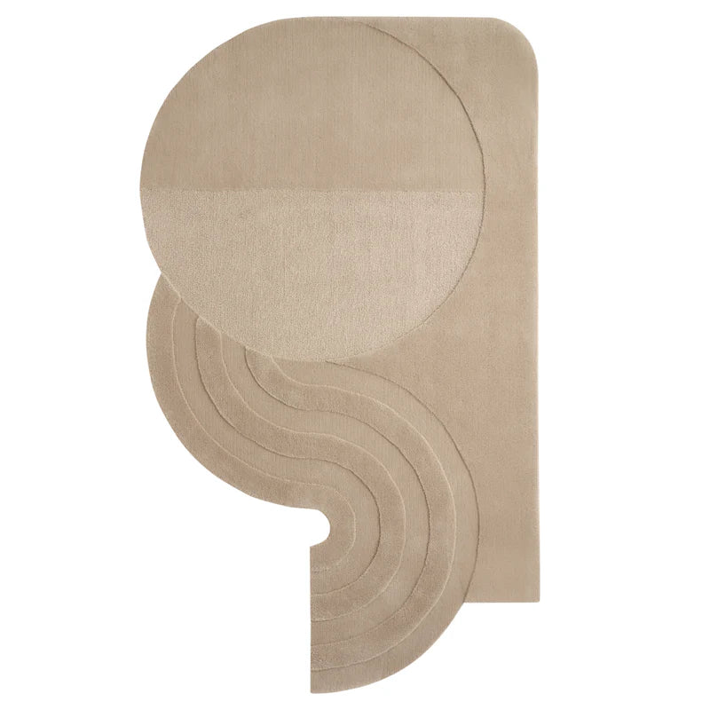 Luxury Minimalist Beige Wool Rug