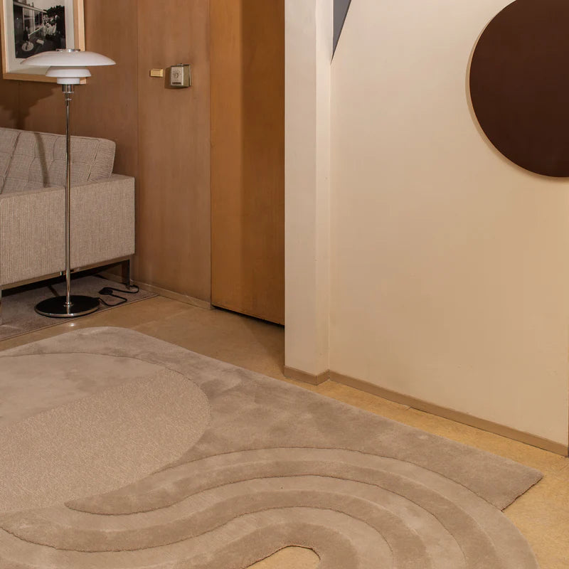 Luxury Minimalist Beige Wool Rug