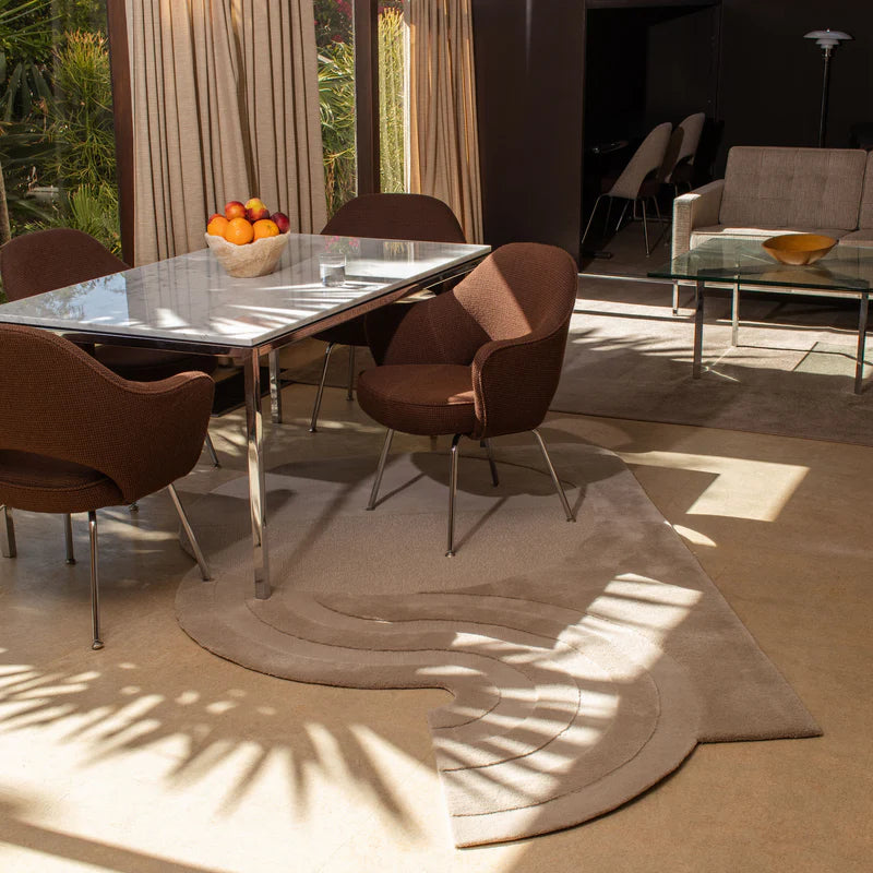 Luxury Minimalist Beige Wool Rug