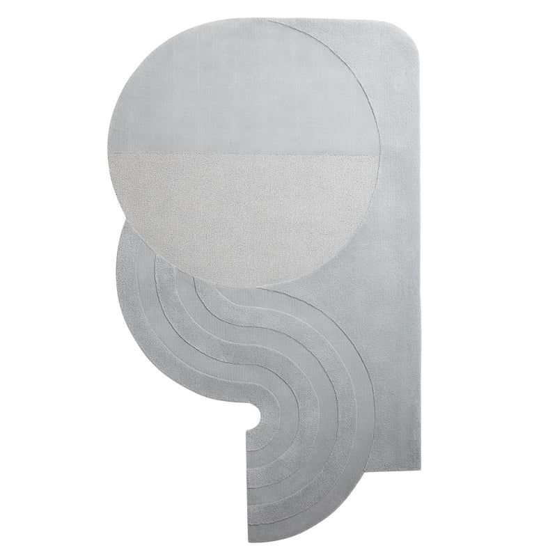 Modern Sculptural Grey Wool Rug