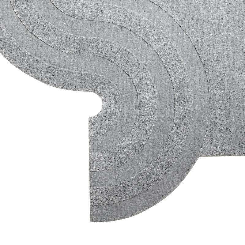 Modern Sculptural Grey Wool Rug