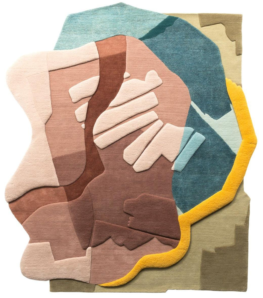 Contemporary Sculptural Cubist Wool Rug