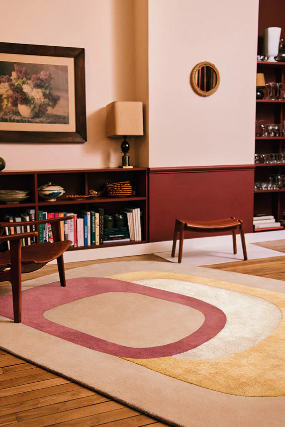 Beige Abstract Layered Form Rug
