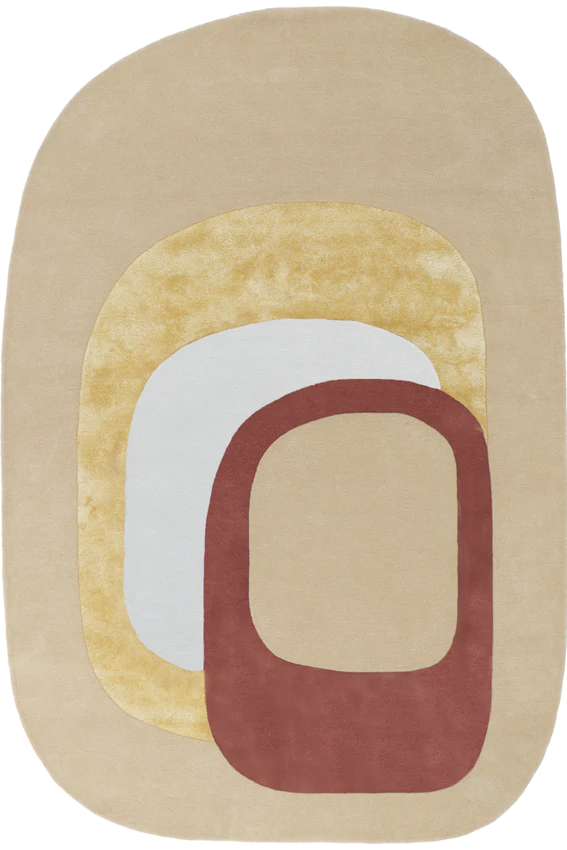 Beige Abstract Layered Form Rug