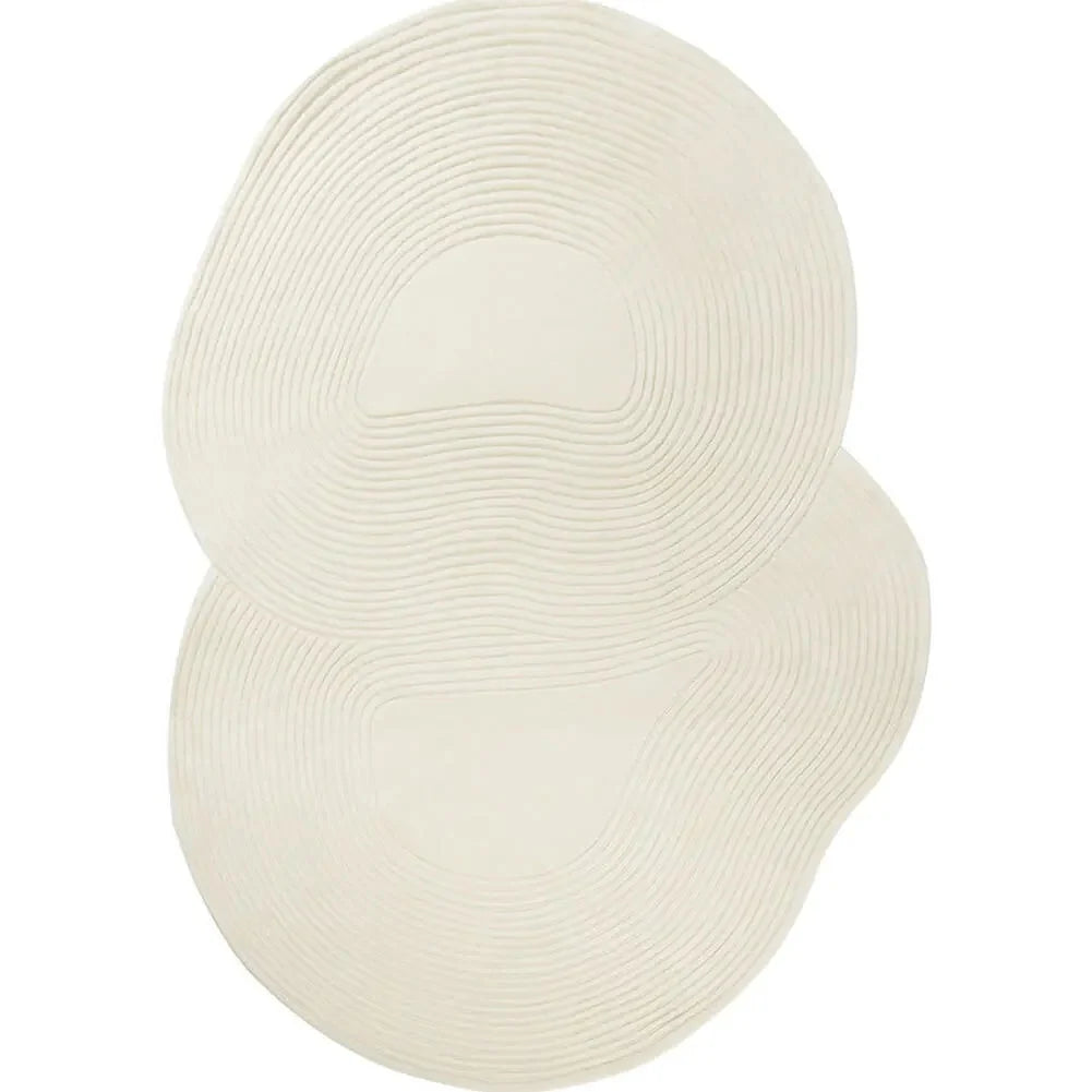 White Refined Orbital Silhouette Irregular Rug