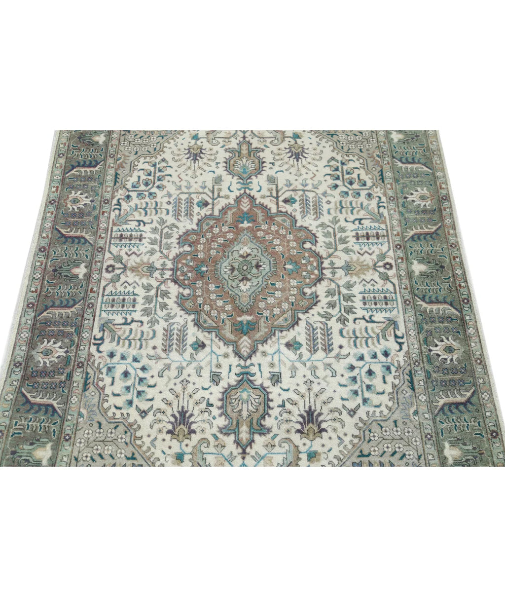 Vintage Persian Tabriz Hand-Knotted Wool Heirloom Rug