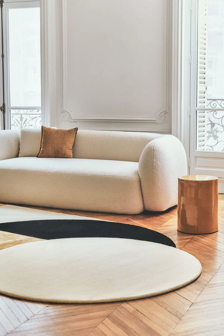 Geometric Blocks in Black, &  Beige Rug