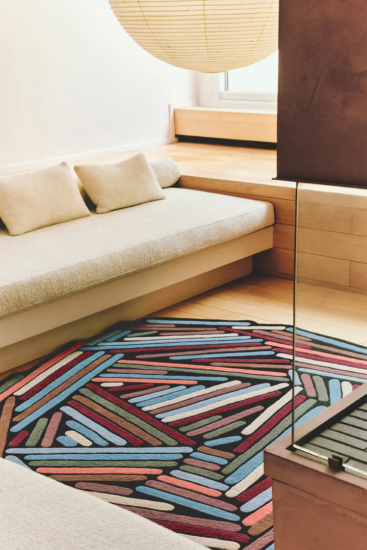 Random Stick Pattern in Rich Multicolor Tones Rug