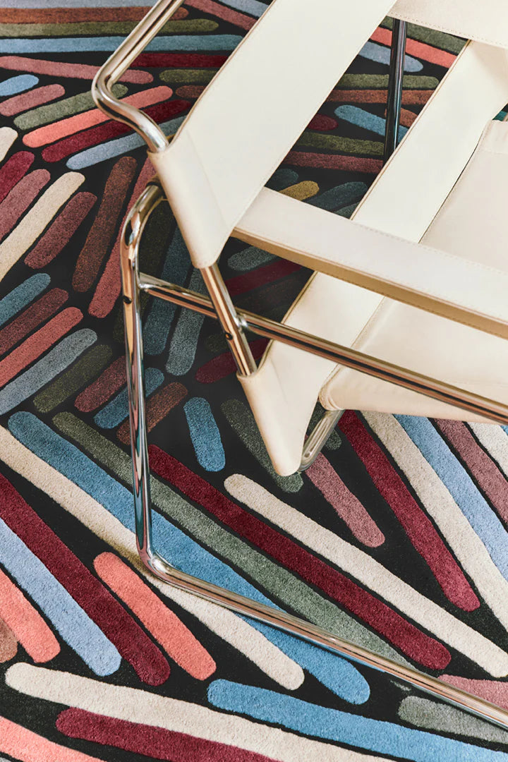 Random Stick Pattern in Rich Multicolor Tones Rug