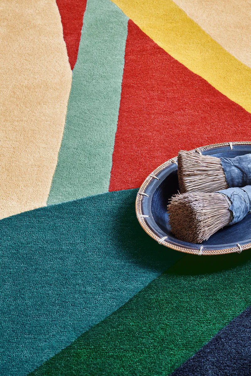 Luxury Abstract Color Block Hand Tufted Wool Rug
