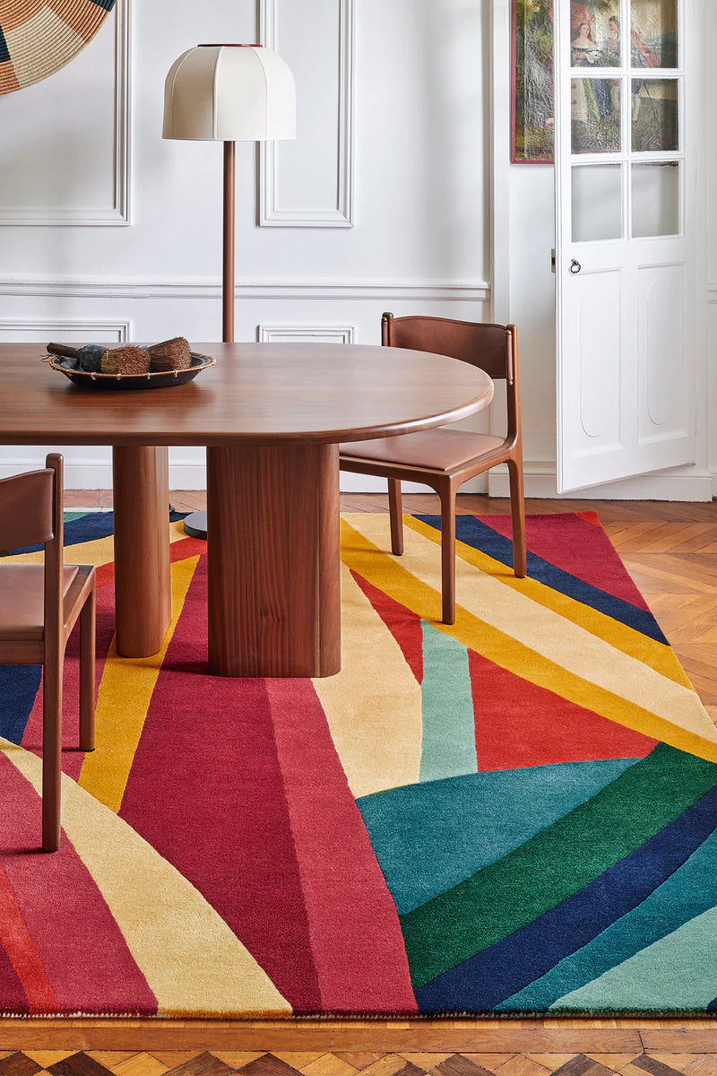Luxury Abstract Color Block Hand Tufted Wool Rug