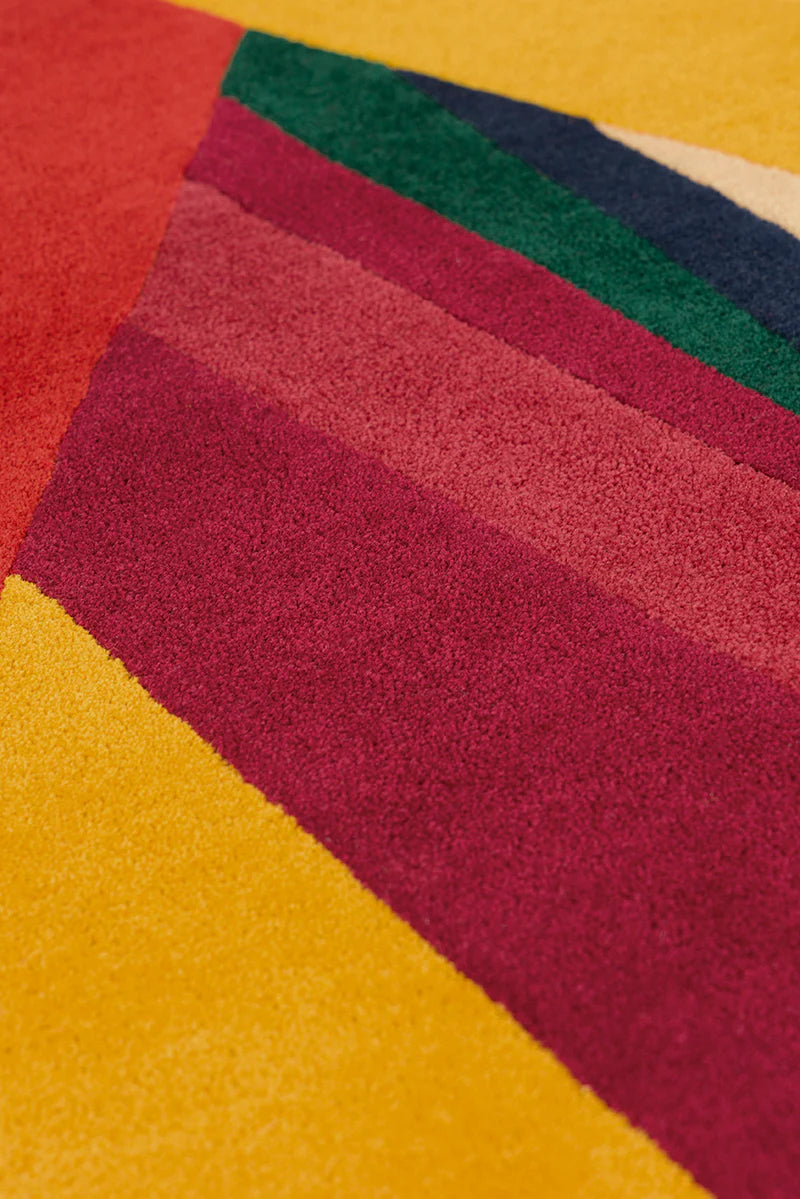 Luxury Abstract Color Block Hand Tufted Wool Rug