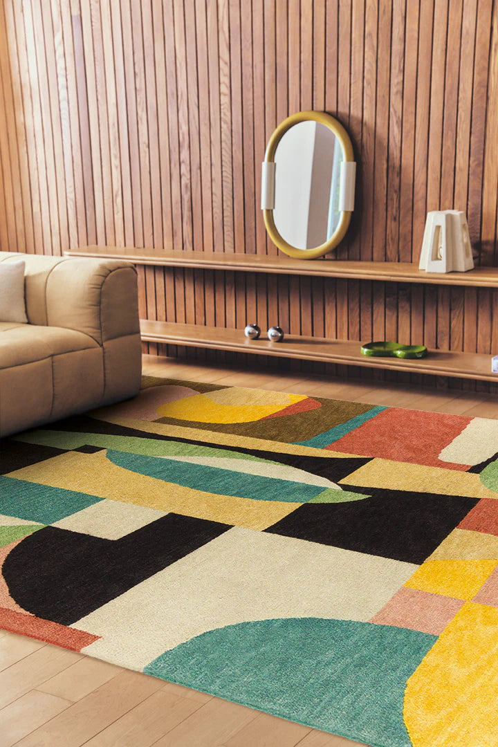 Modern Artistic Area Rug with Bold Color Blocking