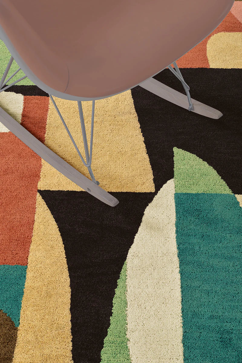 Modern Artistic Area Rug with Bold Color Blocking