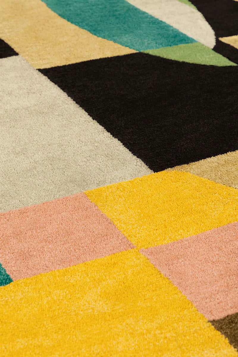 Modern Artistic Area Rug with Bold Color Blocking