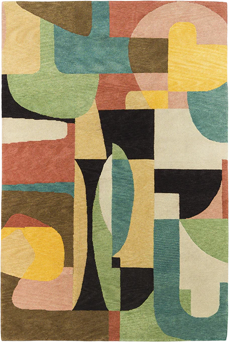 Modern Artistic Area Rug with Bold Color Blocking