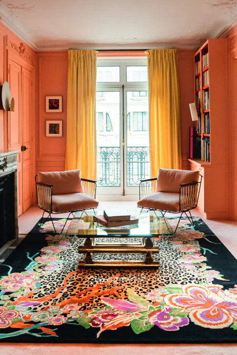 Contemporary Floral Leopard Rug