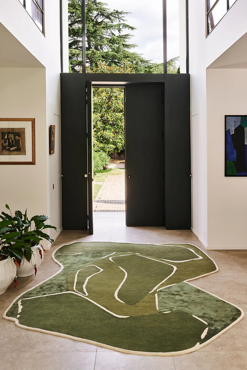 Modern Abstract Silhouette Wool Rug
