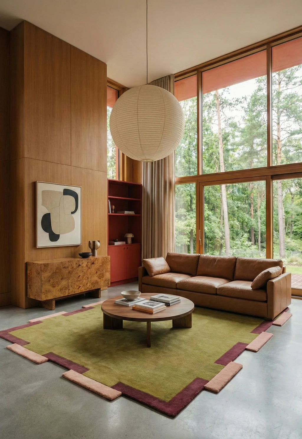 Modern Abstract Olive Green Area Rug by Carpetroom