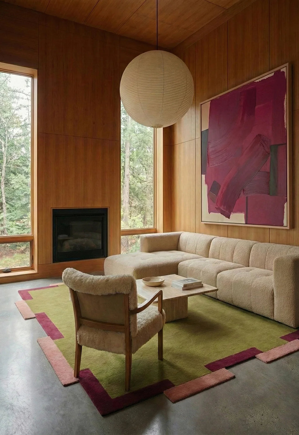 Modern Abstract Olive Green Area Rug by Carpetroom