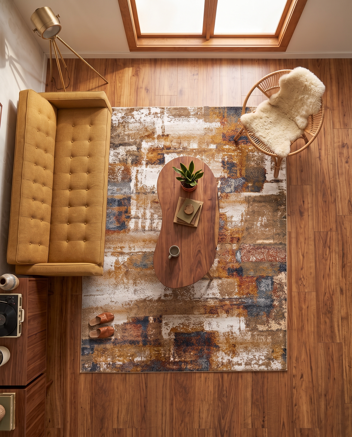 Abstract Distressed Modern Area Rug