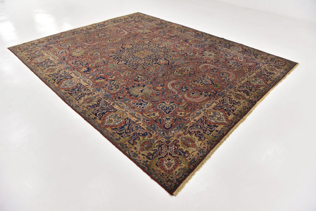 Hand-Knotted Royal Paisley Rust Wool Carpet