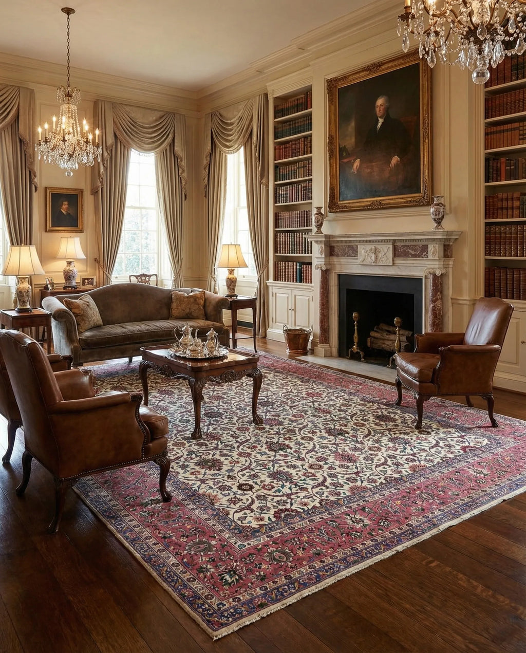 Imperial Khorasan Hand-Knotted Persian Floral Wool Rug
