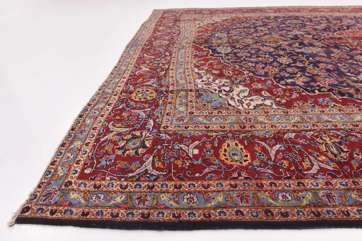 Hand-Knotted Regal Sapphire Field Royal Medallion Luxury Wool Rug