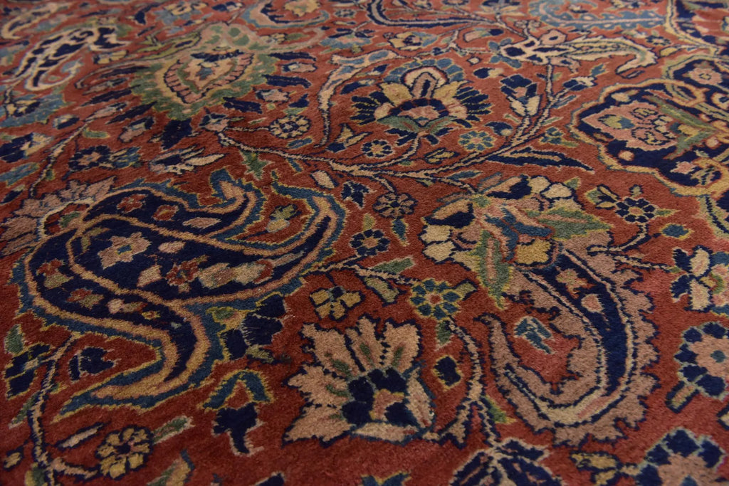 Hand-Knotted Royal Paisley Rust Wool Carpet