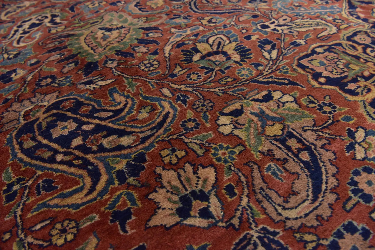 Hand-Knotted Royal Paisley Rust Wool Carpet