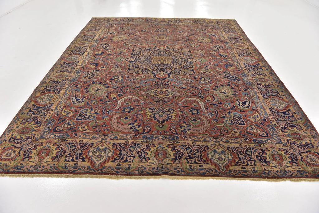 Hand-Knotted Royal Paisley Rust Wool Carpet