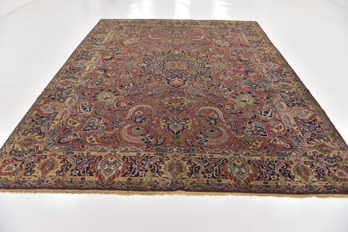 Hand-Knotted Royal Paisley Rust Wool Carpet