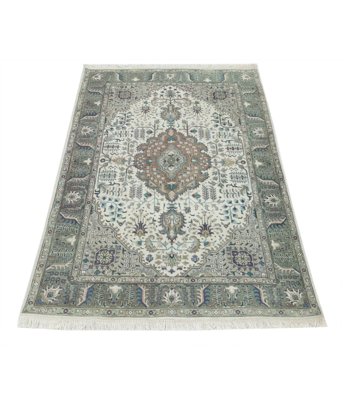 Vintage Persian Tabriz Hand-Knotted Wool Heirloom Rug